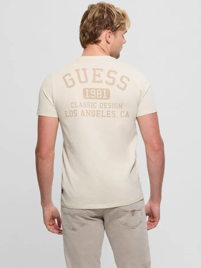 GUESS T Shirts and Tanks Signature Collegiate Tee White 8211 Men