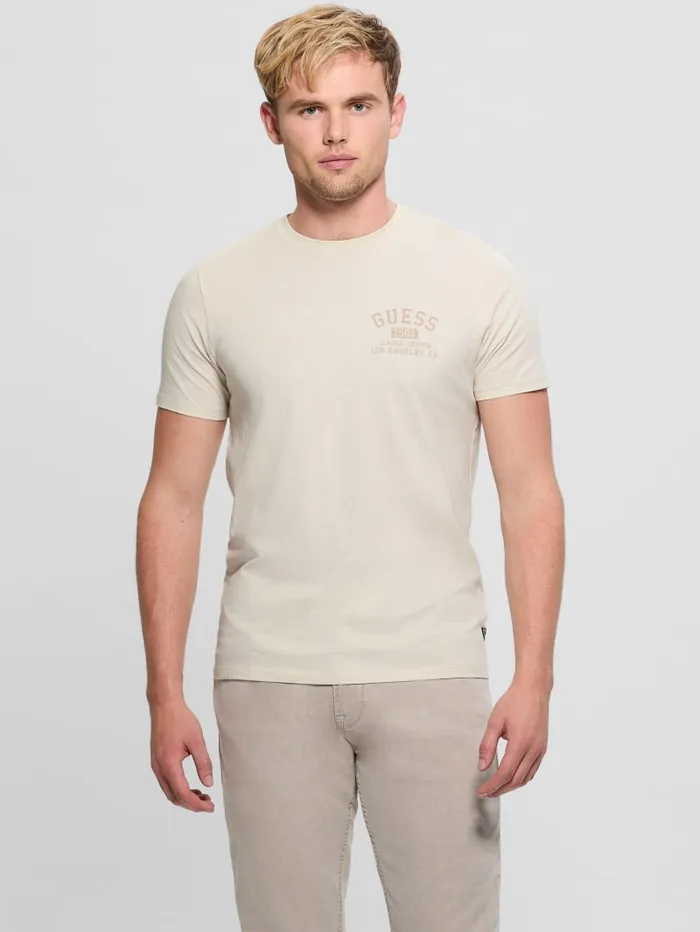 GUESS T Shirts and Tanks Signature Collegiate Tee White 8211 Men