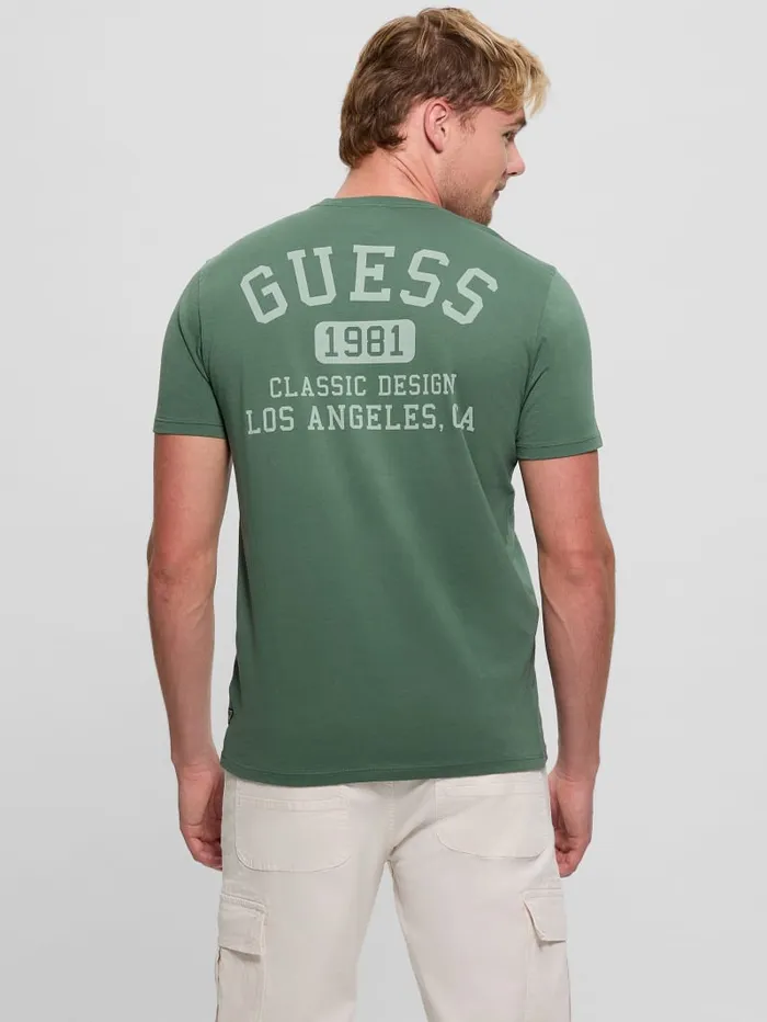 GUESS T Shirts and Tanks Signature Collegiate Tee White 8211 Men