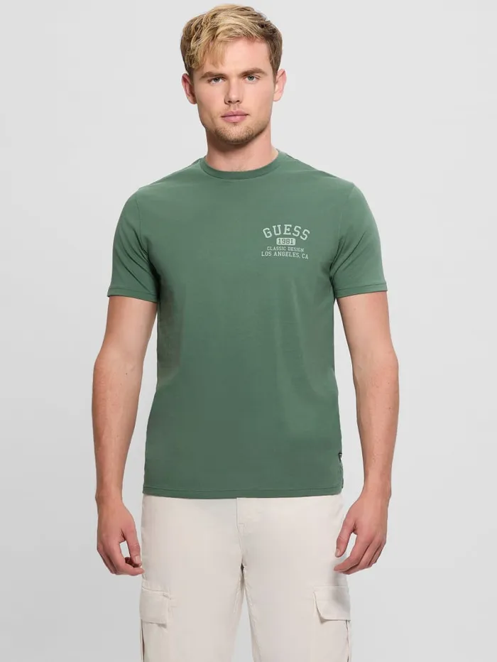 GUESS T Shirts and Tanks Signature Collegiate Tee White 8211 Men