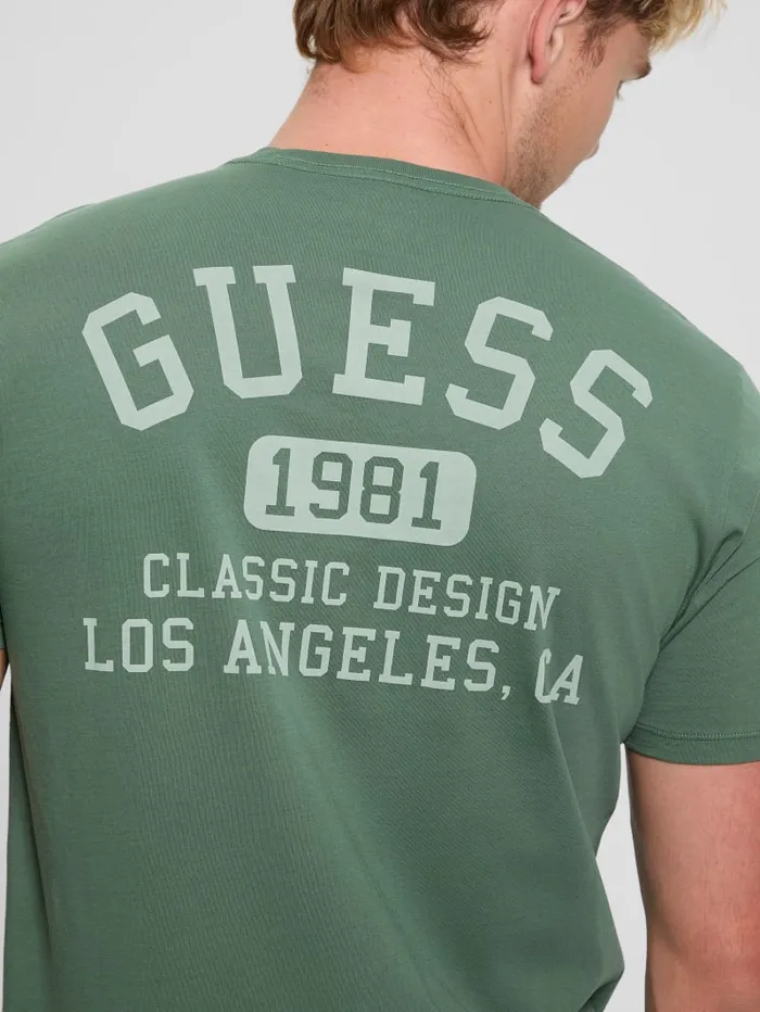 GUESS T Shirts and Tanks Signature Collegiate Tee White 8211 Men