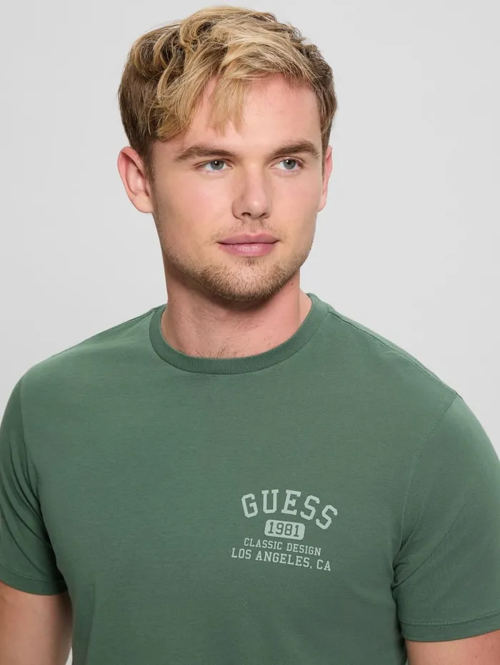 GUESS T Shirts and Tanks Signature Collegiate Tee White 8211 Men