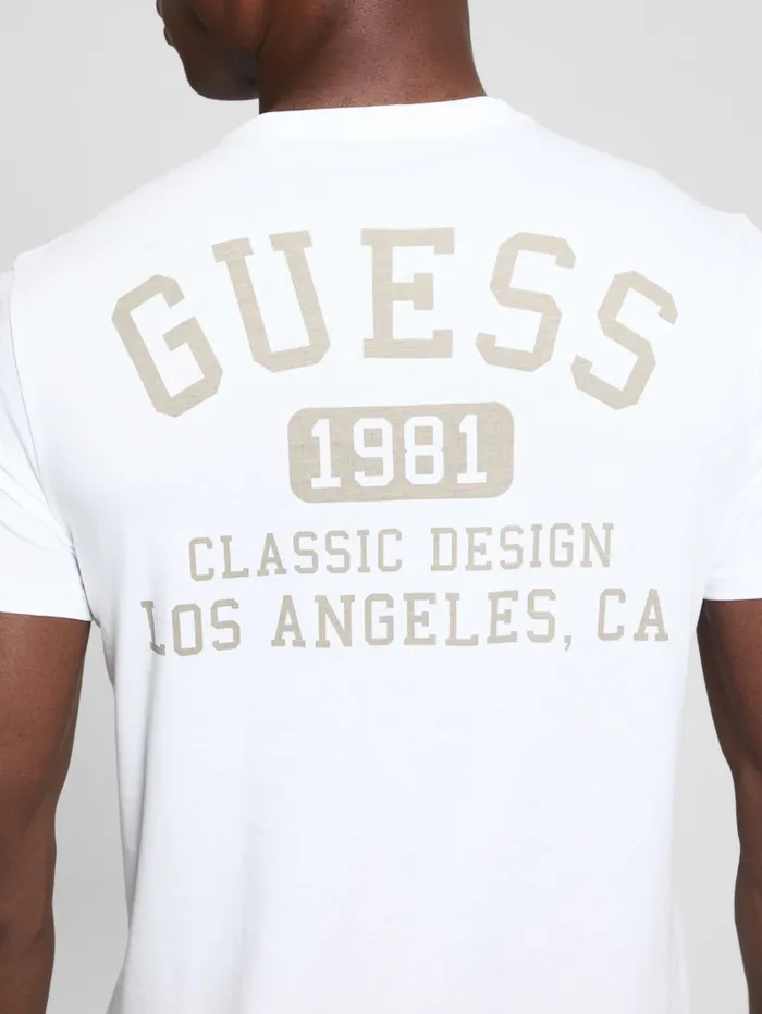 GUESS T Shirts and Tanks Signature Collegiate Tee White 8211 Men