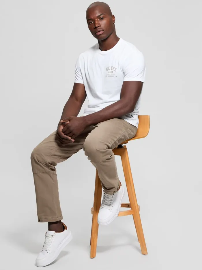GUESS T Shirts and Tanks Signature Collegiate Tee White 8211 Men