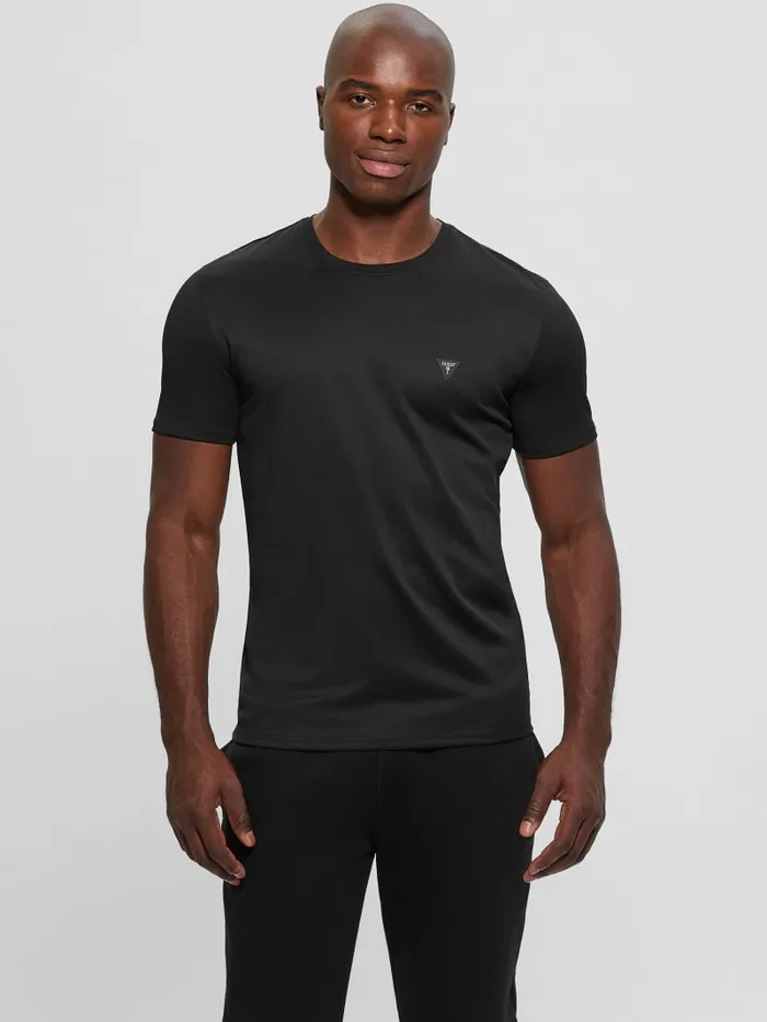 GUESS T Shirts and Tanks Signature Crewneck Tee Black 8211 Men