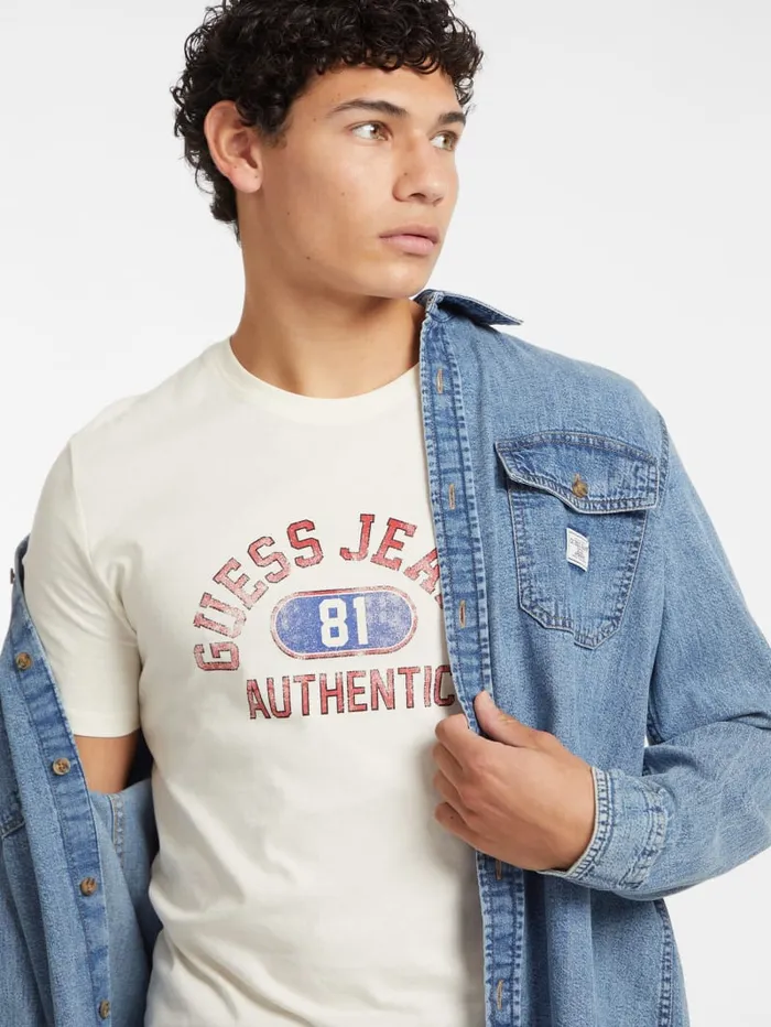 GUESS T Shirts and Tanks Slim Authentic Logo Tee White 8211 Men