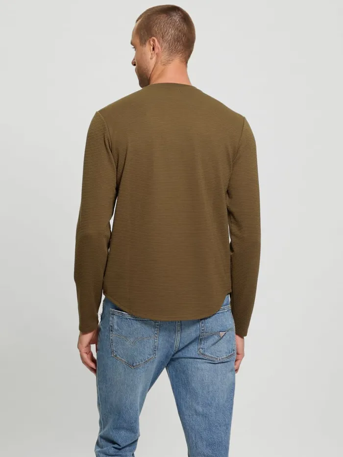 GUESS T Shirts and Tanks Textured LongSleeve Tee Beige 8211 Men