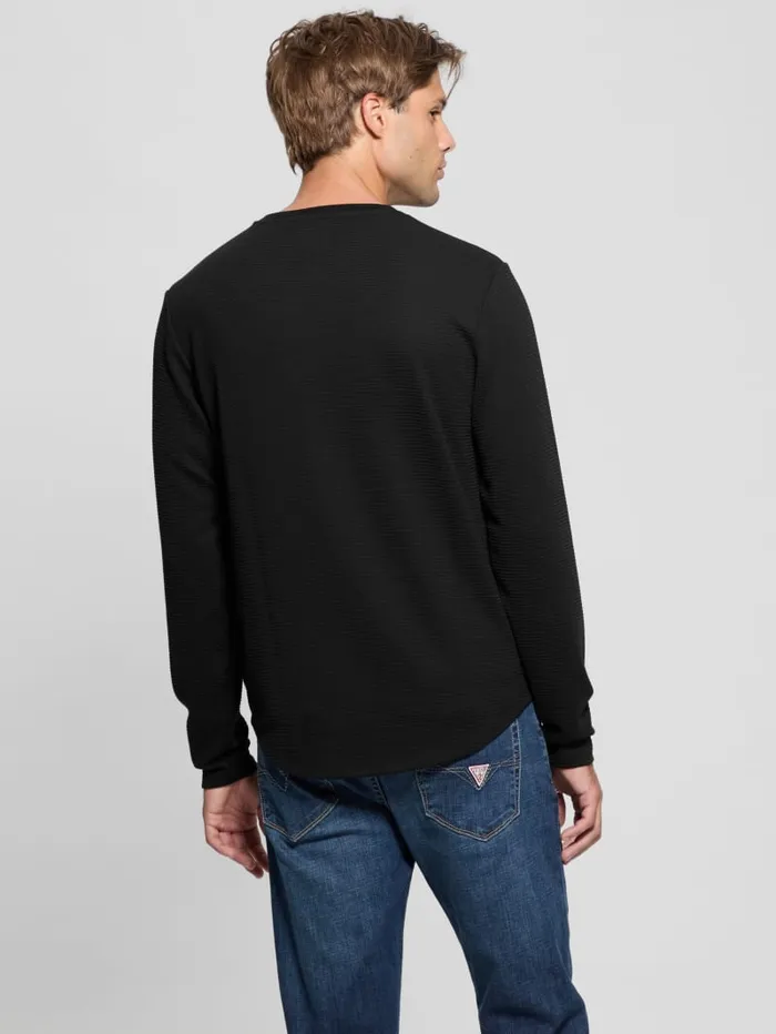 GUESS T Shirts and Tanks Textured LongSleeve Tee Beige 8211 Men