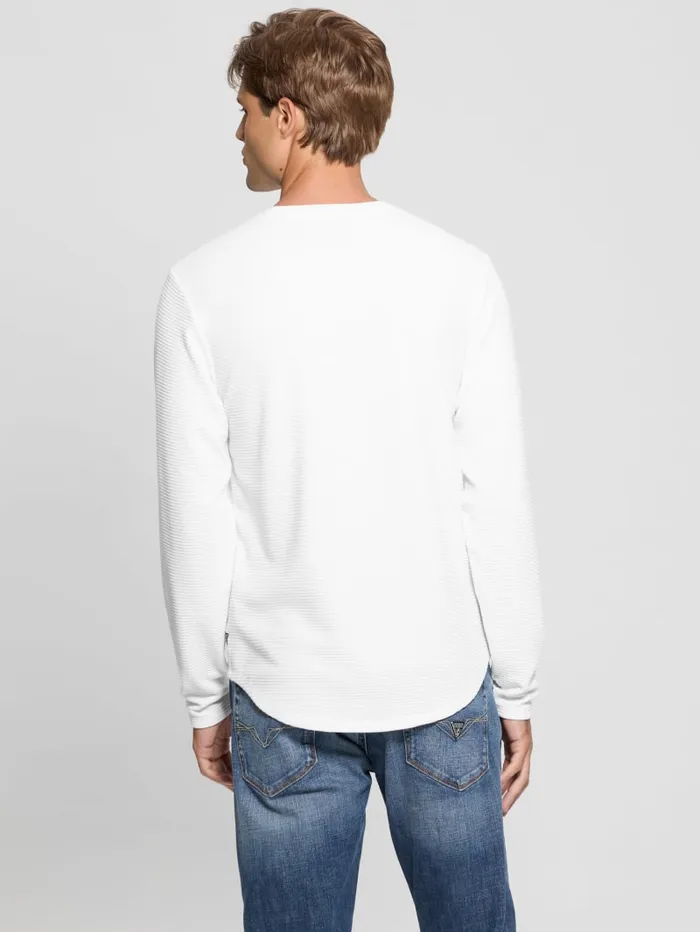 GUESS T Shirts and Tanks Textured LongSleeve Tee Beige 8211 Men