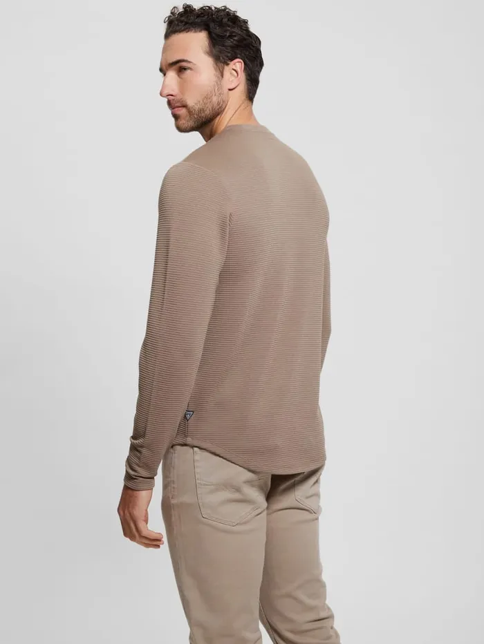 GUESS T Shirts and Tanks Textured LongSleeve Tee Beige 8211 Men