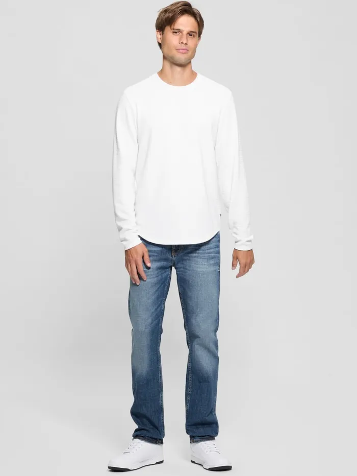 GUESS T Shirts and Tanks Textured LongSleeve Tee Beige 8211 Men