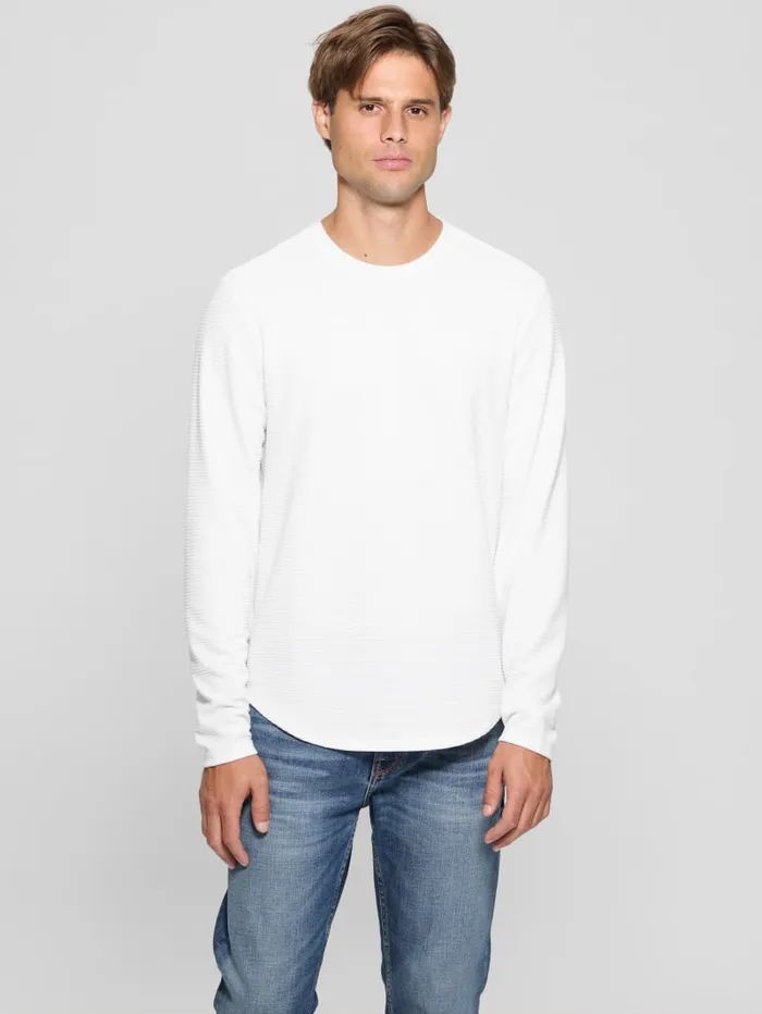 GUESS T Shirts and Tanks Textured LongSleeve Tee Beige 8211 Men