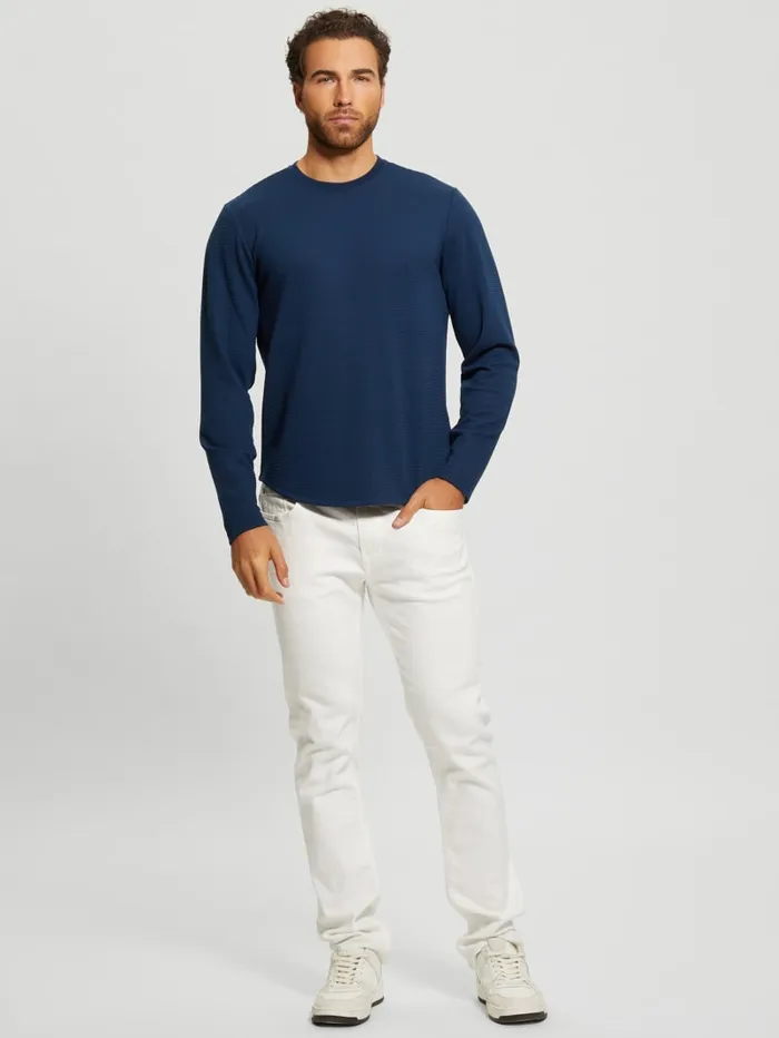 GUESS T Shirts and Tanks Textured LongSleeve Tee Beige 8211 Men