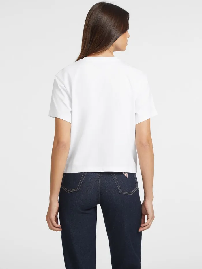 GUESS Tops Boxy Mini Triangle Tee White 8211 Women