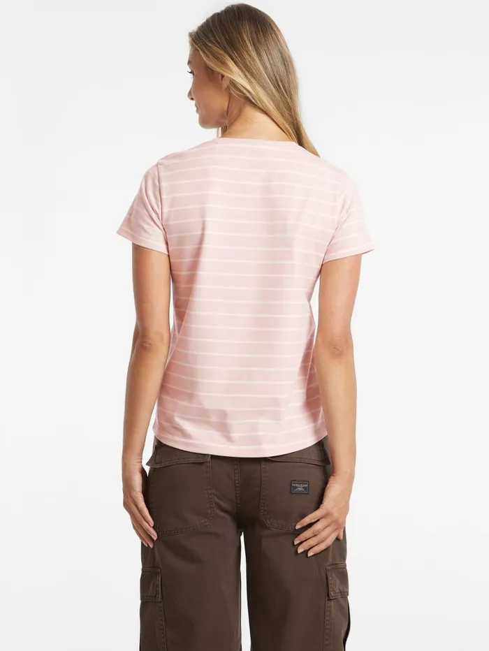 GUESS Tops Classic Embroidered Logo Striped Tee Brown 8211 Women