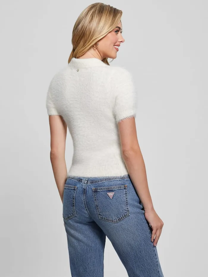 GUESS Tops Coraline Fuzzy Polo Pink 8211 Women