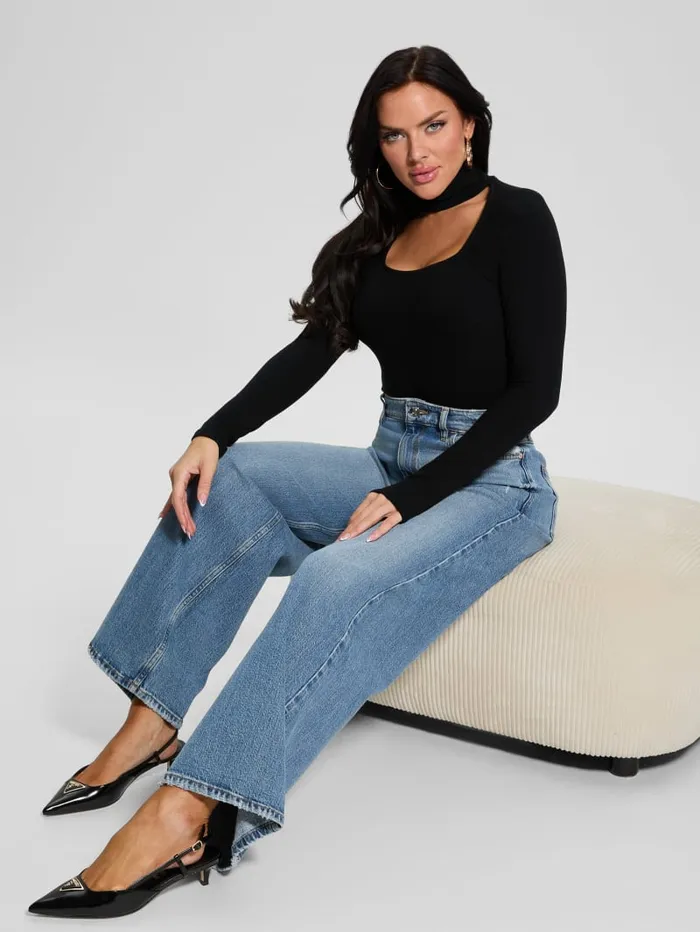 GUESS Tops Cutout Ribbed Top Gray 8211 Women