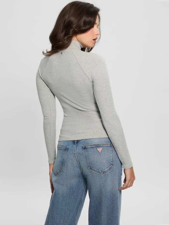 GUESS Tops Cutout Ribbed Top Gray 8211 Women