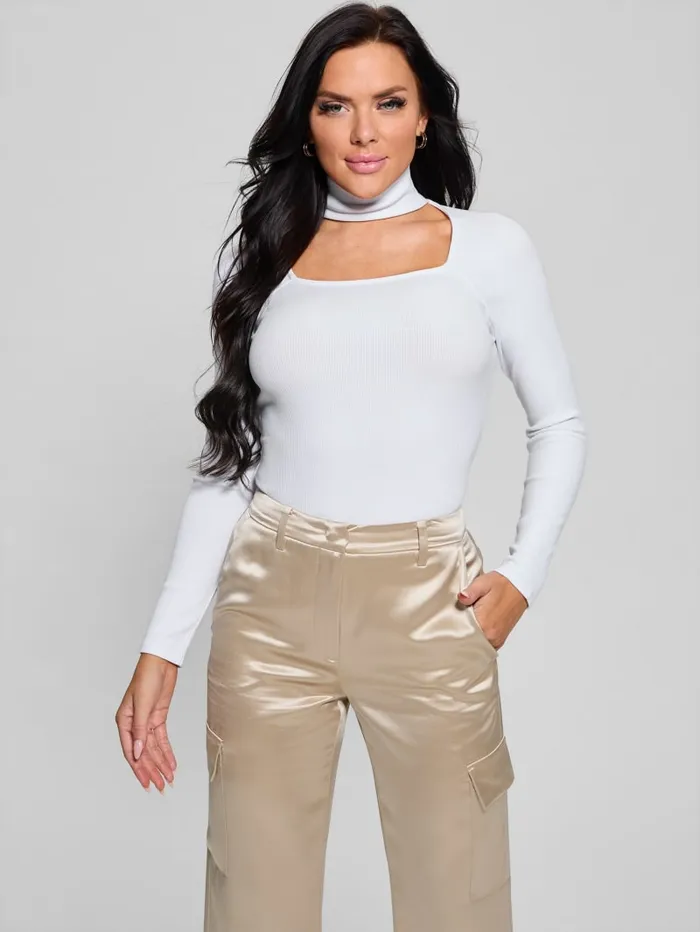 GUESS Tops Cutout Ribbed Top Gray 8211 Women