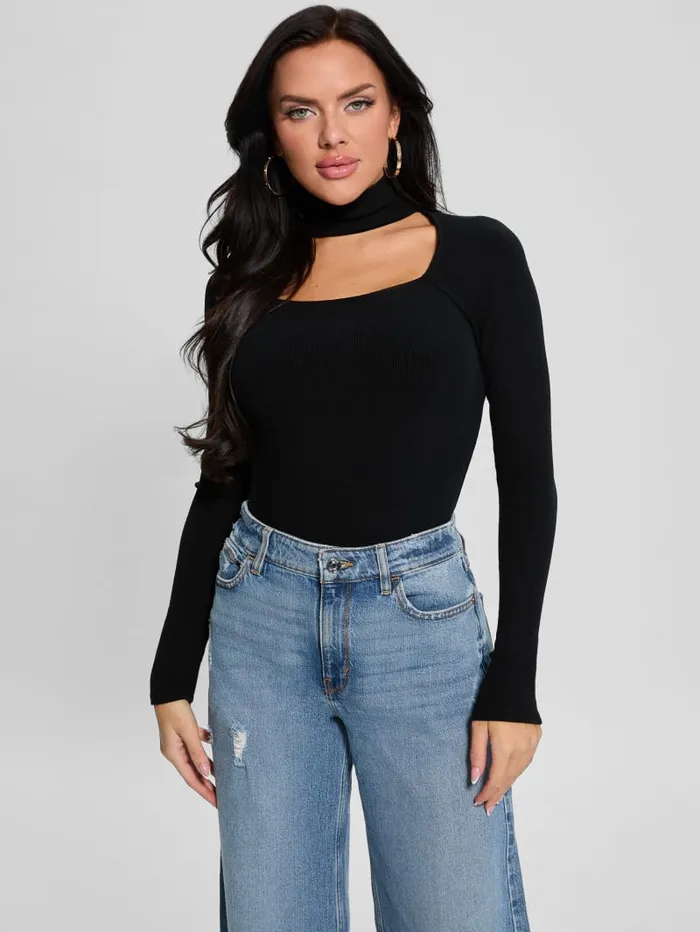 GUESS Tops Cutout Ribbed Top Gray 8211 Women