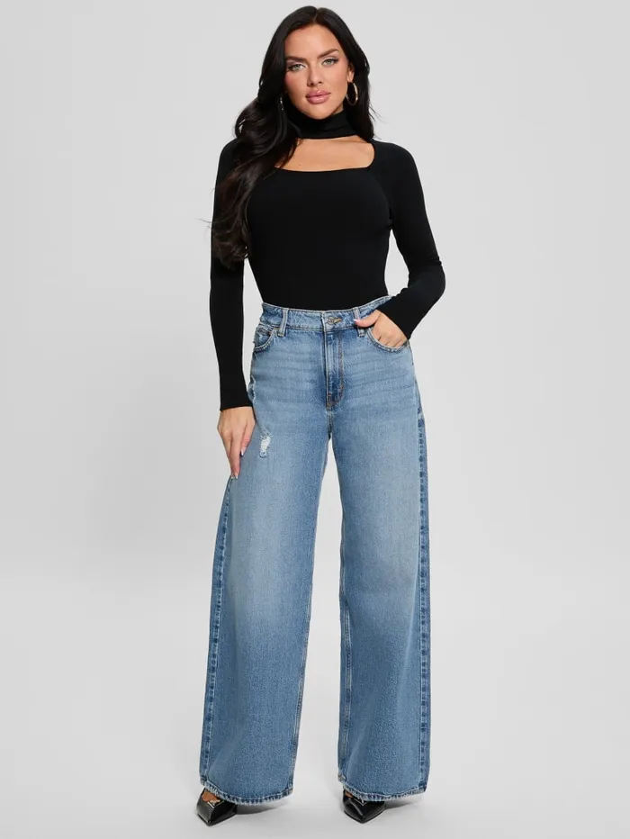 GUESS Tops Cutout Ribbed Top Gray 8211 Women