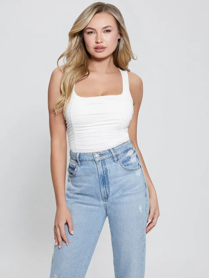 GUESS Tops Eco Adrianna Shirred Tank Top Black 8211 Women