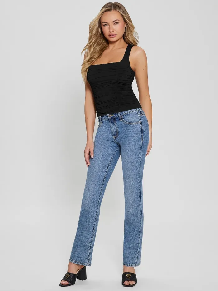 GUESS Tops Eco Adrianna Shirred Tank Top Black 8211 Women