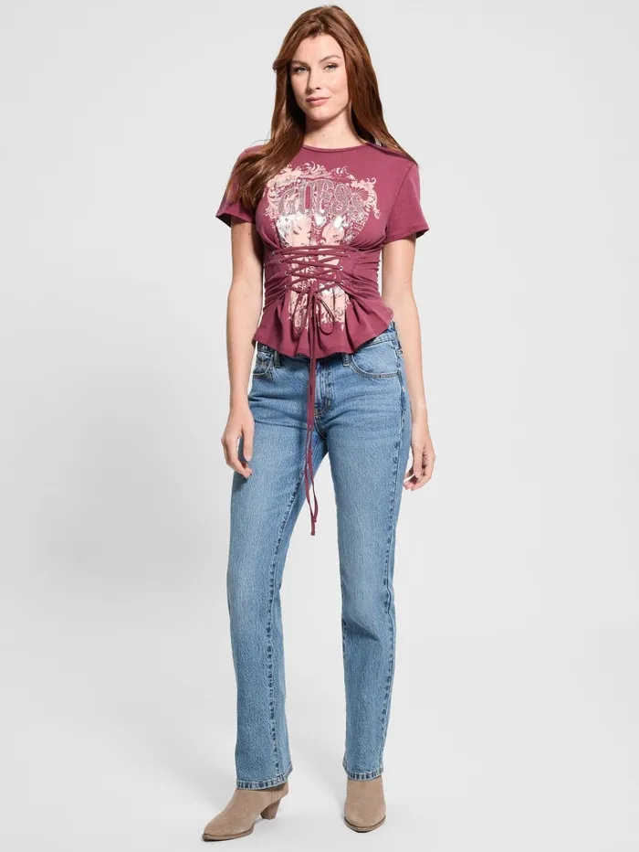GUESS Tops Eco Daisy LaceUp Tee Red 8211 Women