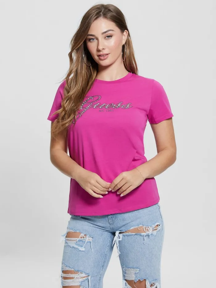 GUESS Tops Eco Glam Logo Easy Tee Black 8211 Women
