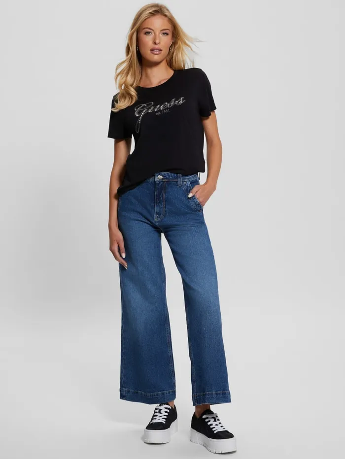 GUESS Tops Eco Glam Logo Easy Tee Black 8211 Women
