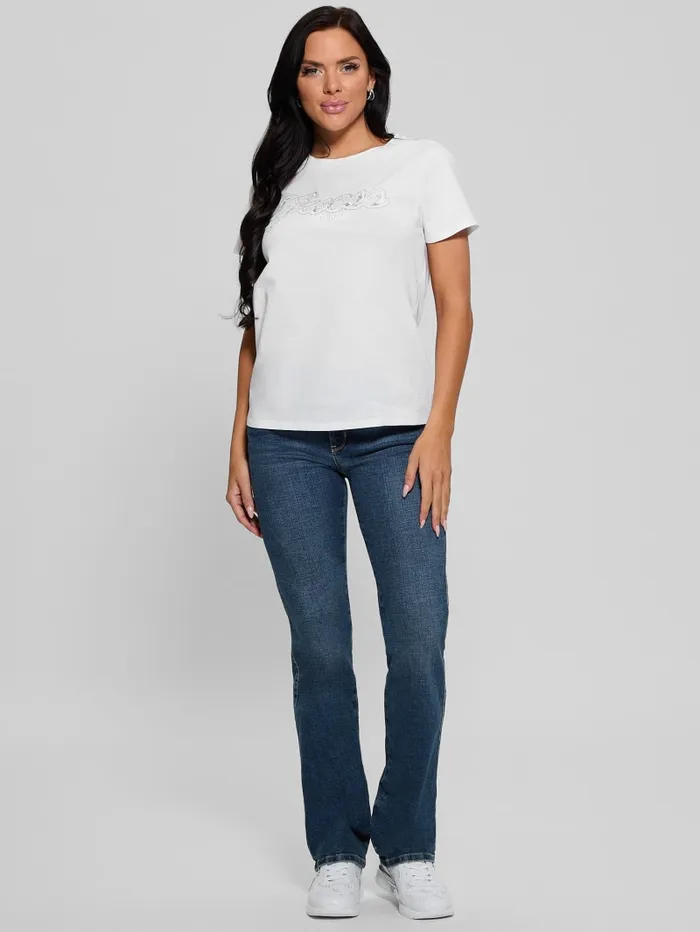 GUESS Tops Eco Lace Logo Easy Tee White 8211 Women