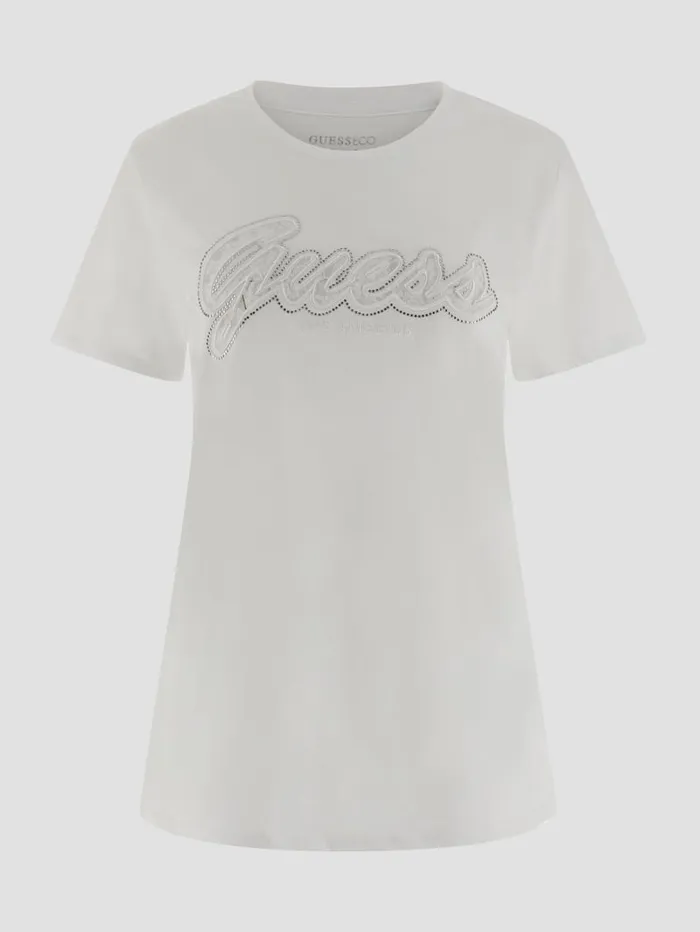 GUESS Tops Eco Lace Logo Easy Tee White 8211 Women