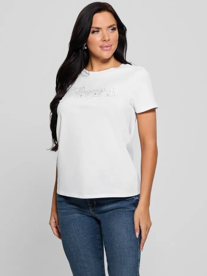 GUESS Tops Eco Lace Logo Easy Tee White 8211 Women