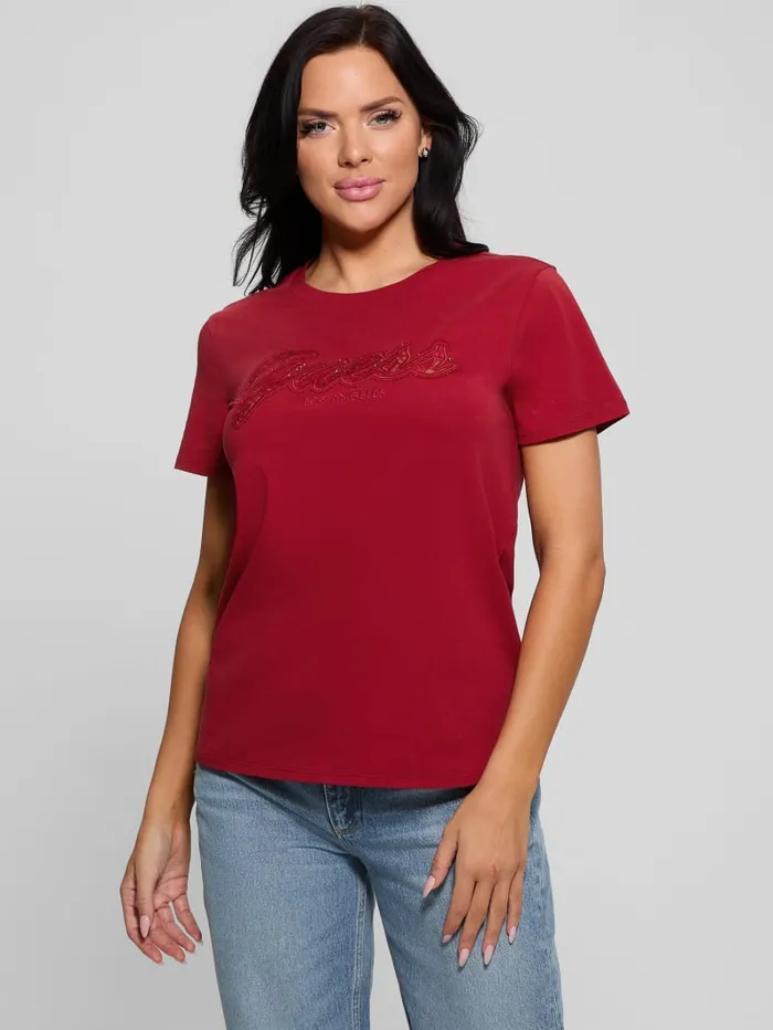 GUESS Tops Eco Lace Logo Easy Tee White 8211 Women