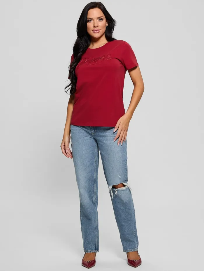 GUESS Tops Eco Lace Logo Easy Tee White 8211 Women
