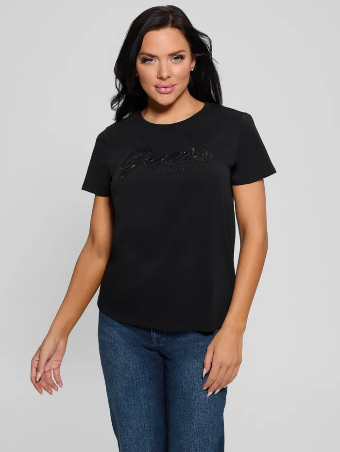 GUESS Tops Eco Lace Logo Easy Tee White 8211 Women