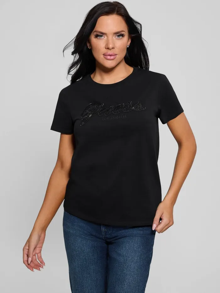 GUESS Tops Eco Lace Logo Easy Tee White 8211 Women