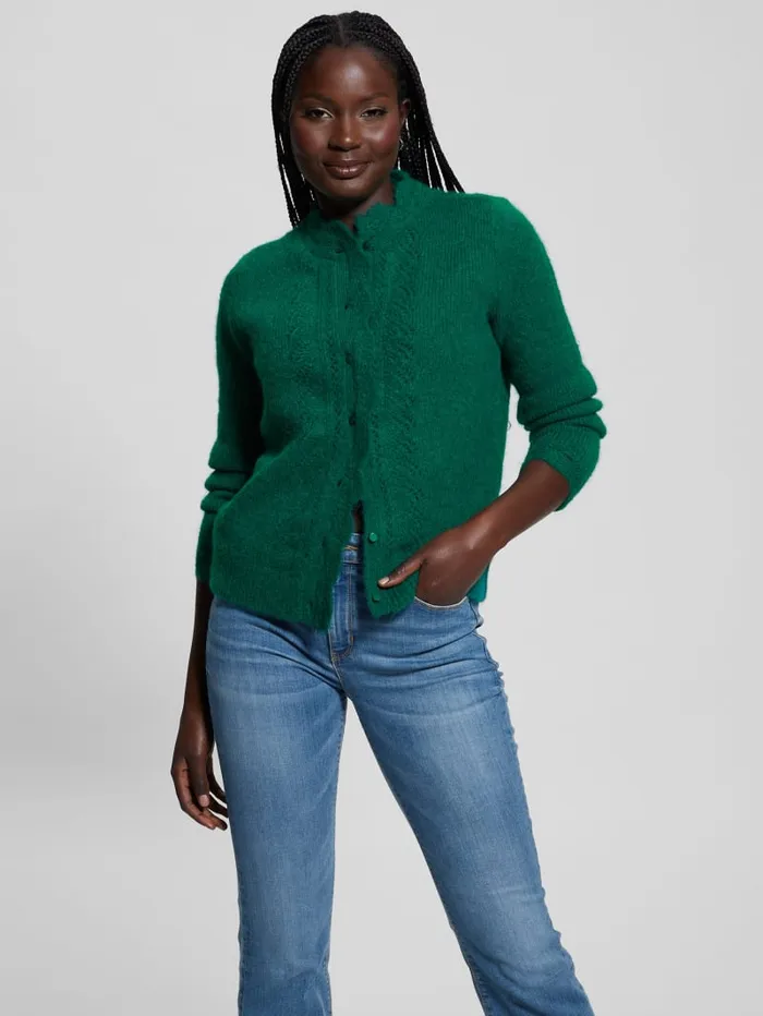 GUESS Tops Eco Macie Crochet Cardigan Green 8211 Women