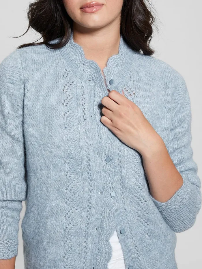 GUESS Tops Eco Macie Crochet Cardigan Green 8211 Women
