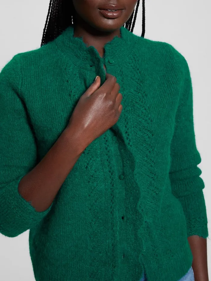 GUESS Tops Eco Macie Crochet Cardigan Green 8211 Women