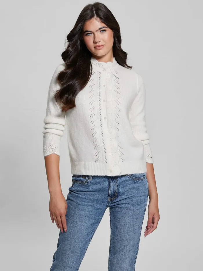 GUESS Tops Eco Macie Crochet Cardigan Green 8211 Women