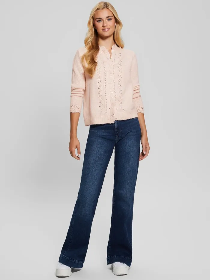 GUESS Tops Eco Macie Crochet Cardigan Pink 8211 Women