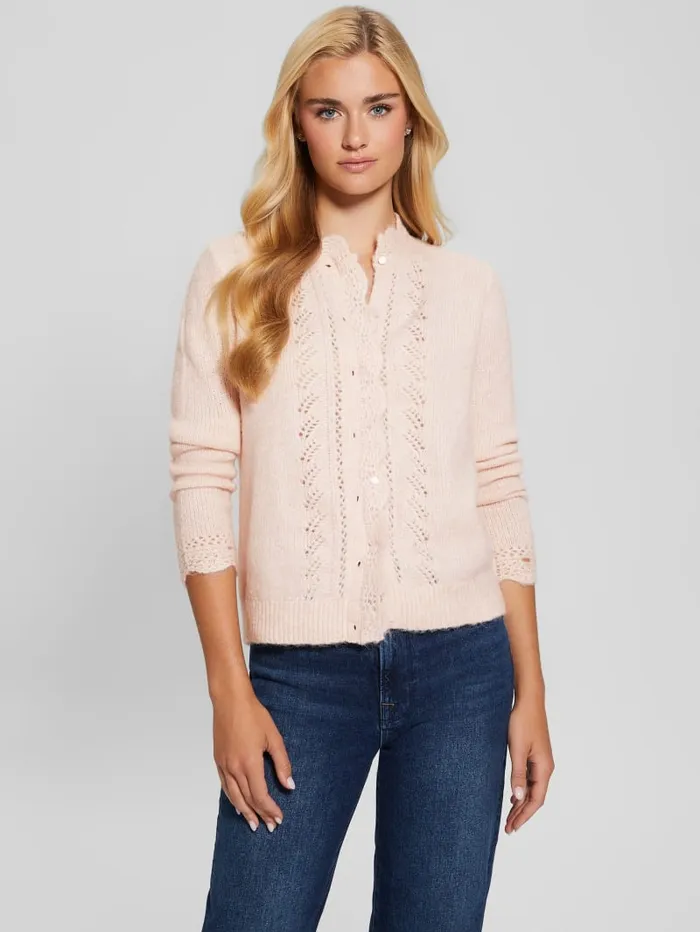 GUESS Tops Eco Macie Crochet Cardigan Pink 8211 Women