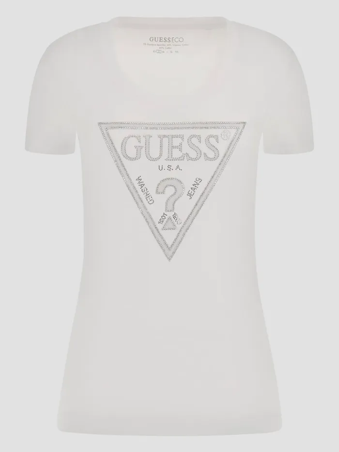 GUESS Tops Eco Shiny Signature Triangle Tee Black 8211 Women