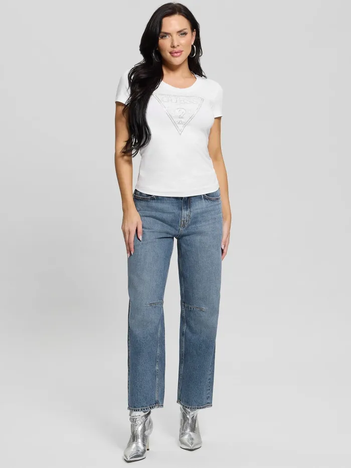 GUESS Tops Eco Shiny Signature Triangle Tee Black 8211 Women