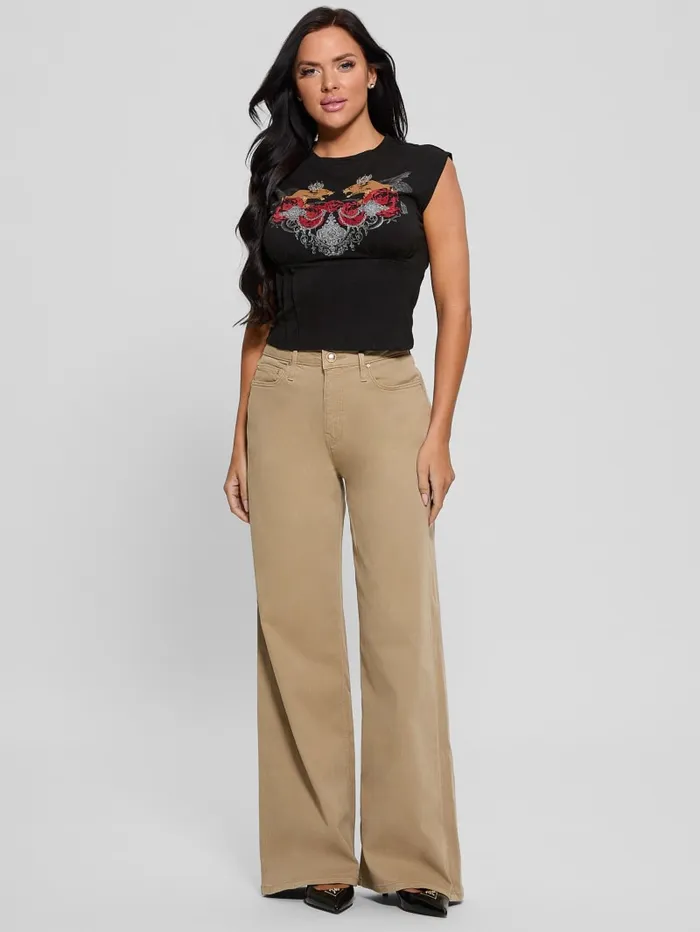 GUESS Tops Eco Twin Lioness Corset Tee Black 8211 Women