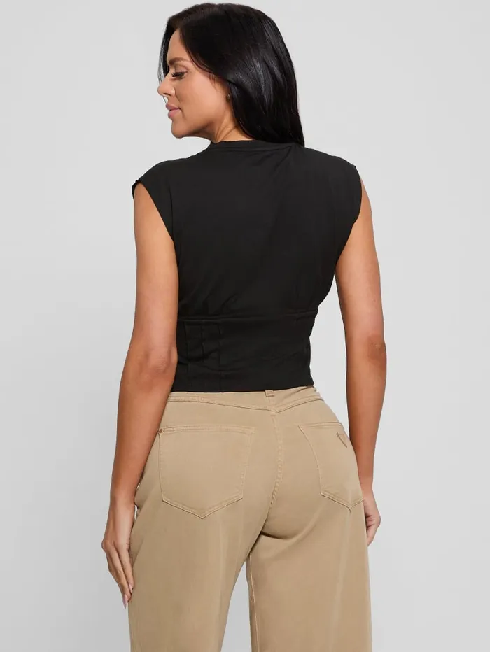 GUESS Tops Eco Twin Lioness Corset Tee Black 8211 Women