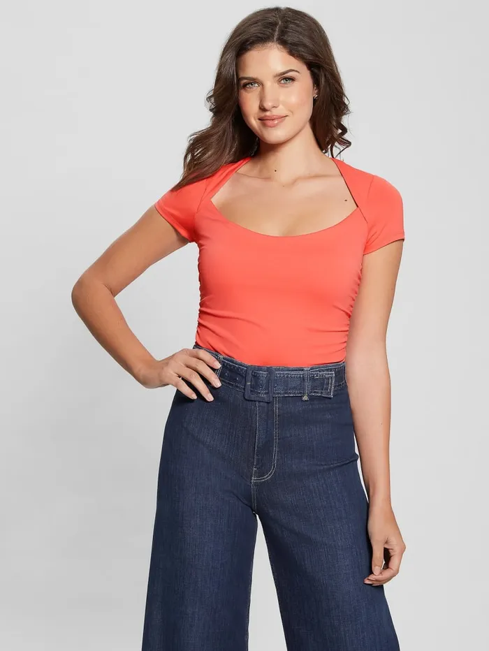 GUESS Tops Farah Shirred Top White 8211 Women