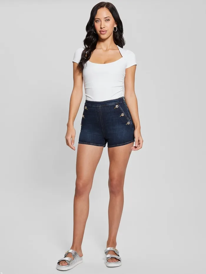 GUESS Tops Farah Shirred Top White 8211 Women