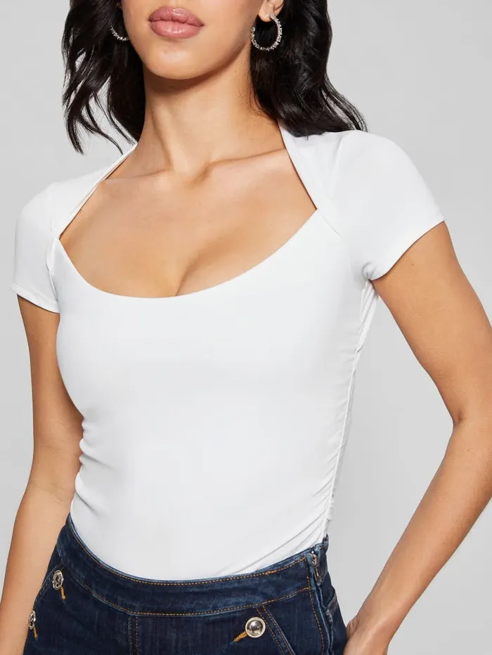 GUESS Tops Farah Shirred Top White 8211 Women